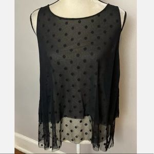 12-23 NY&CO black blouse shirt top mesh sheer Small NWT